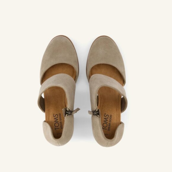 Toms Milan Suede Closed Toe Heel in Suede Beige - Picture 5 of 10